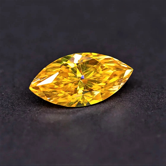 Moissanite  Giallo Intenso Taglio Marquise Certificata