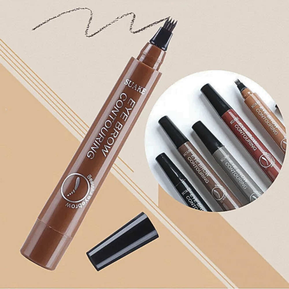 Matita Liquida per Sopracciglia a 4 Pennelli