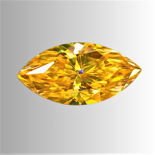 Moissanite  Giallo Intenso Taglio Marquise Certificata