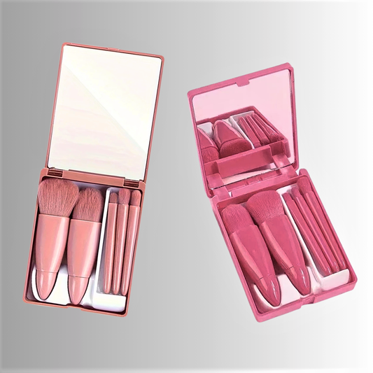 Mini Set di 5 Pennelli per Make Up con Specchio