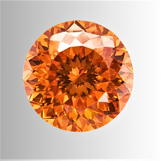 Moissanite Arancio Taglio Brillante con 100 faccette Certificata