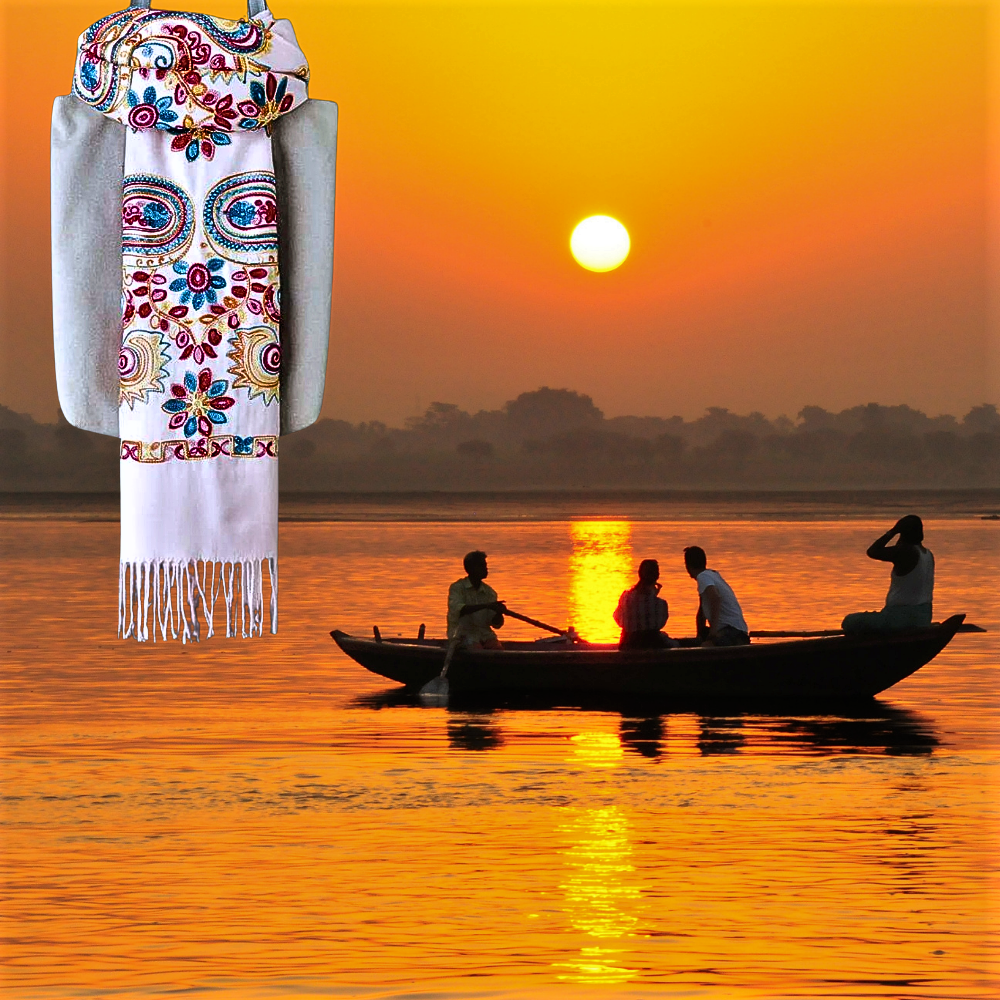 Pashmina Misto Lana Ricamata a Mano