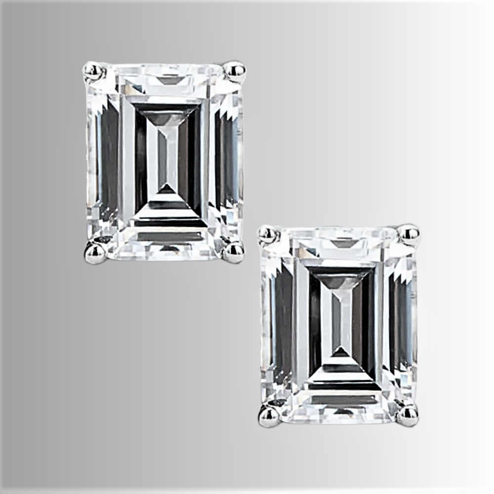 Orecchini Punto Luce con Moissaniti Taglio Smeraldo