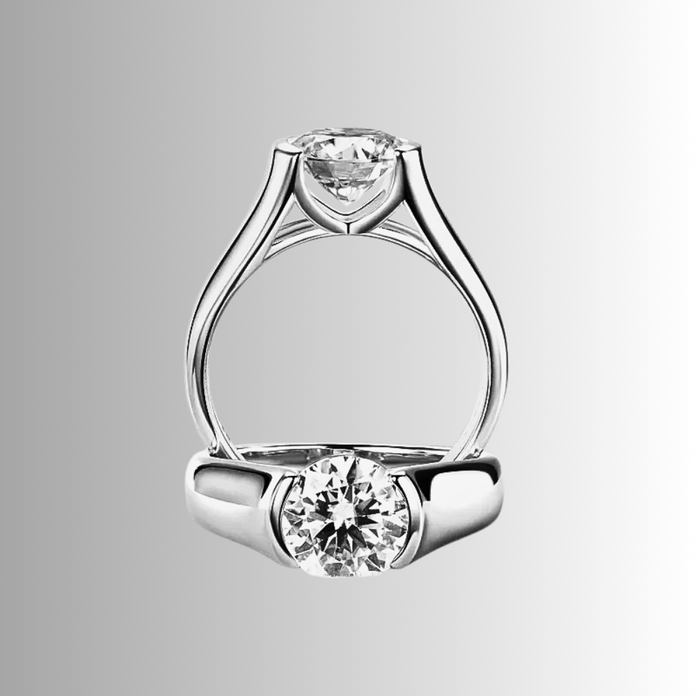 Solitario con Castone Aperto con Moissanite di ct 2,00