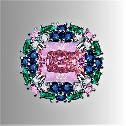 Fascione "Incanto di Primavera" con Zaffiro Rosa di ct 6,70 e altre Gemme Lab Grown