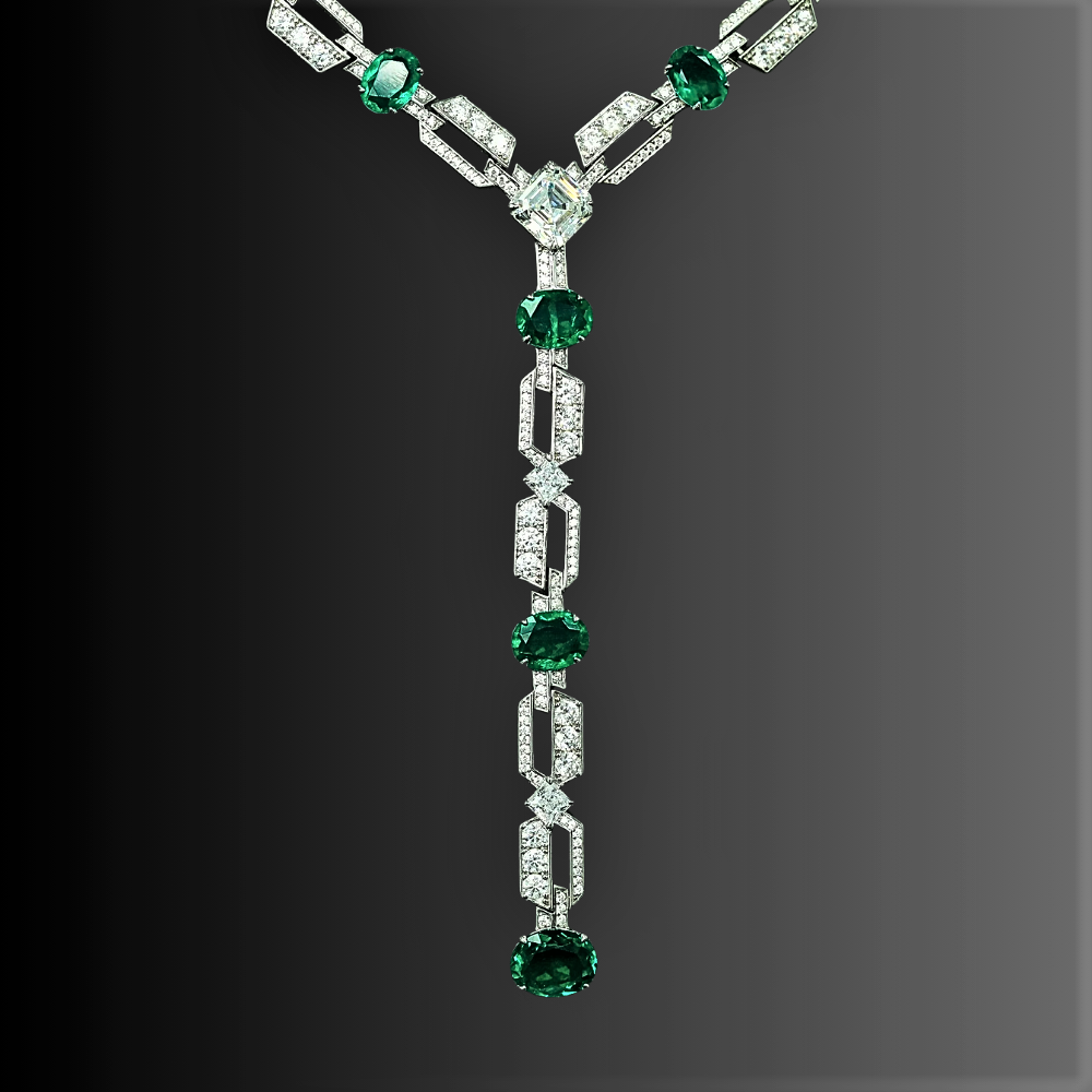 Collana con Smeraldi e Diamanti Coltivati