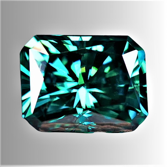 Moissanite Verde Smeraldo Taglio Radiant Certificata