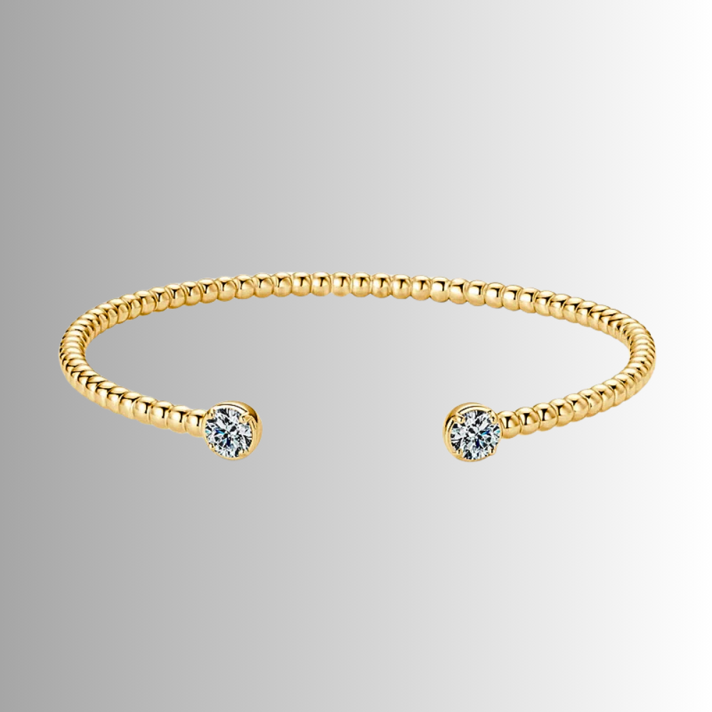 Bracciale Rigido Aperto con due Moissaniti da ct 0.50