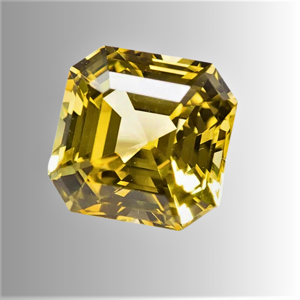 Zaffiro Giallo Lab Grown Taglio Asscher Certificato