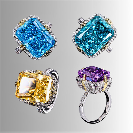 Mini Collezione di Anelli con Pietre Semipreziose Taglio Smeraldo e Brillanti Coltivati