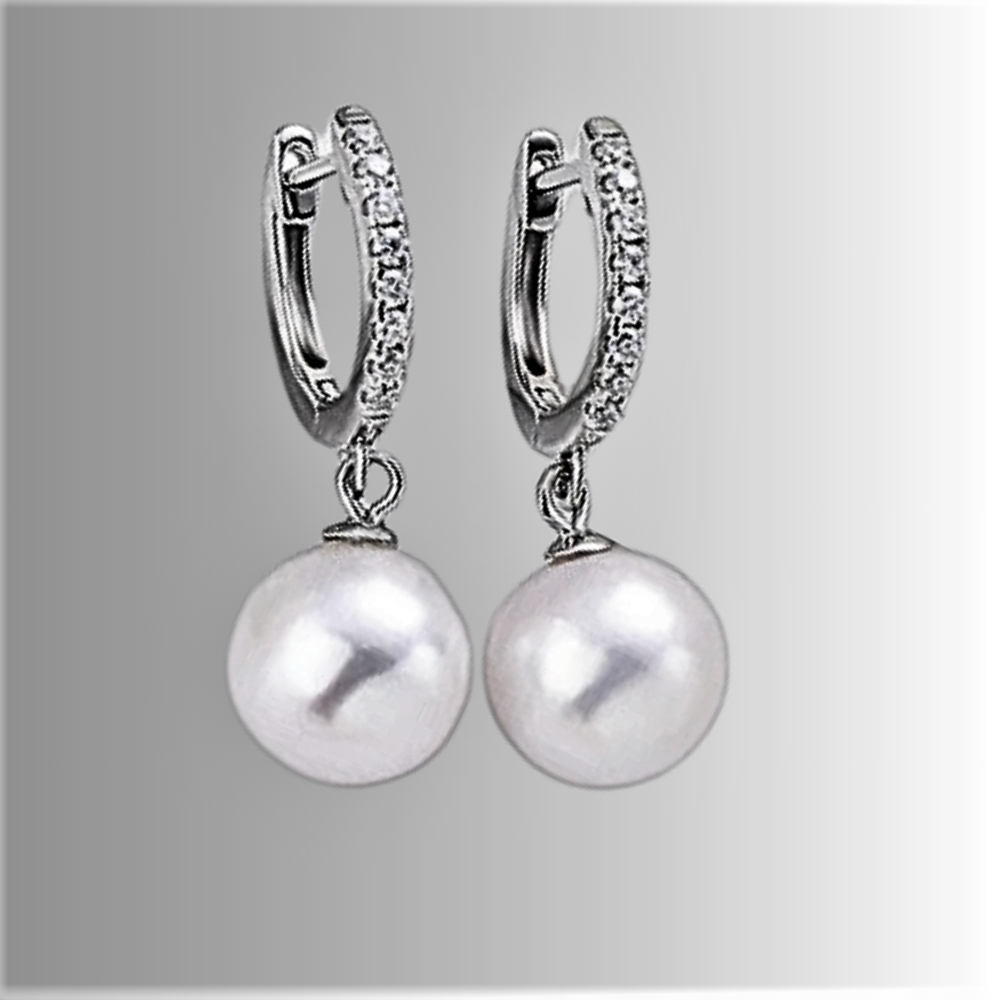 Orecchini "Sfera Illuminata" con Moissaniti D Color e Perle Naturali d'Acqua Dolce