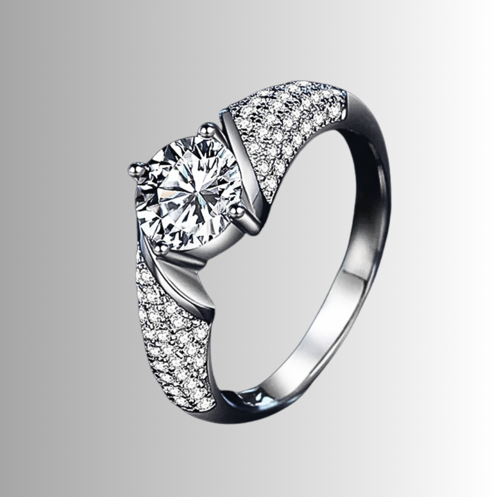 Solitario con Moissanite D Color da ct 1,00 e Pavè