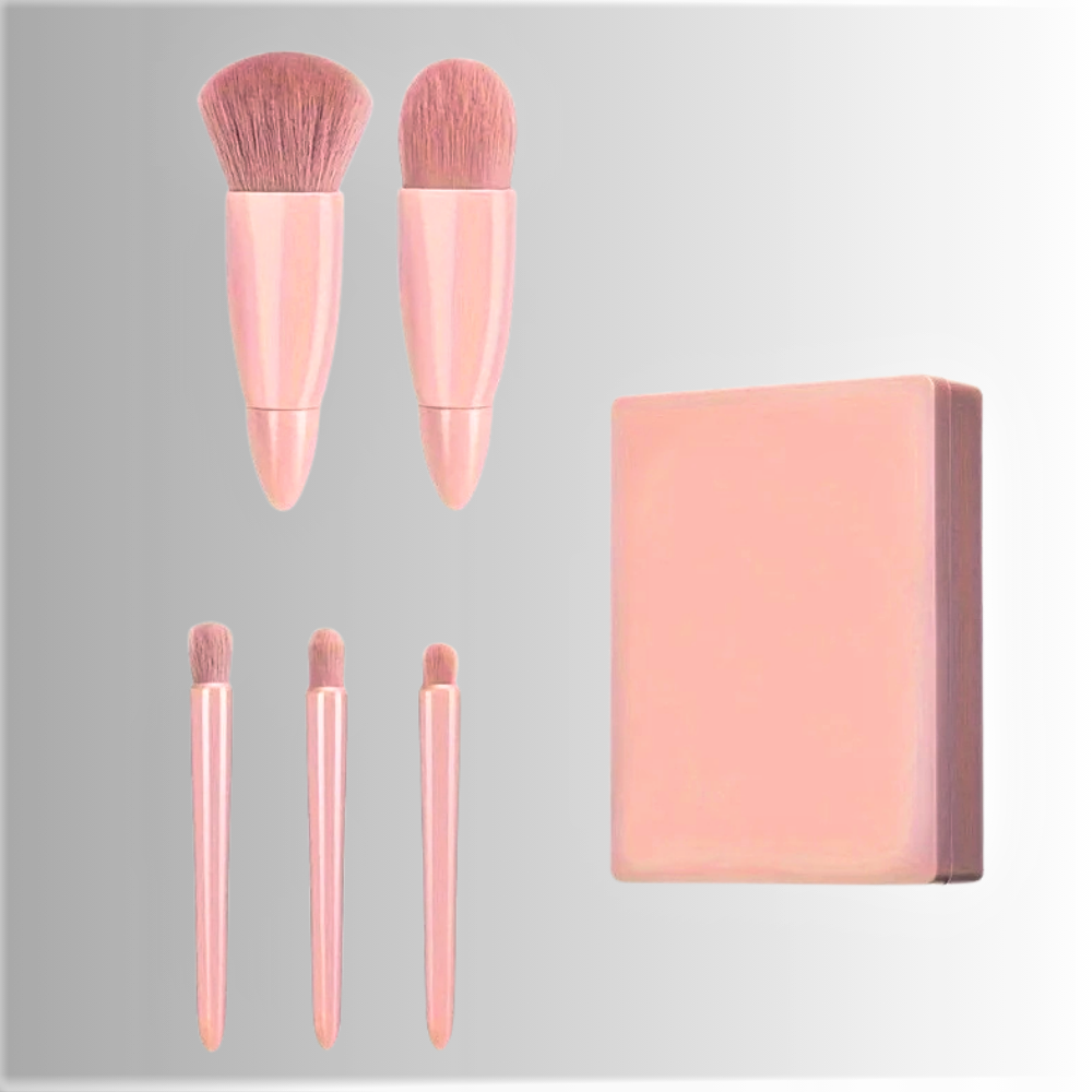 Mini Set di 5 Pennelli per Make Up con Specchio