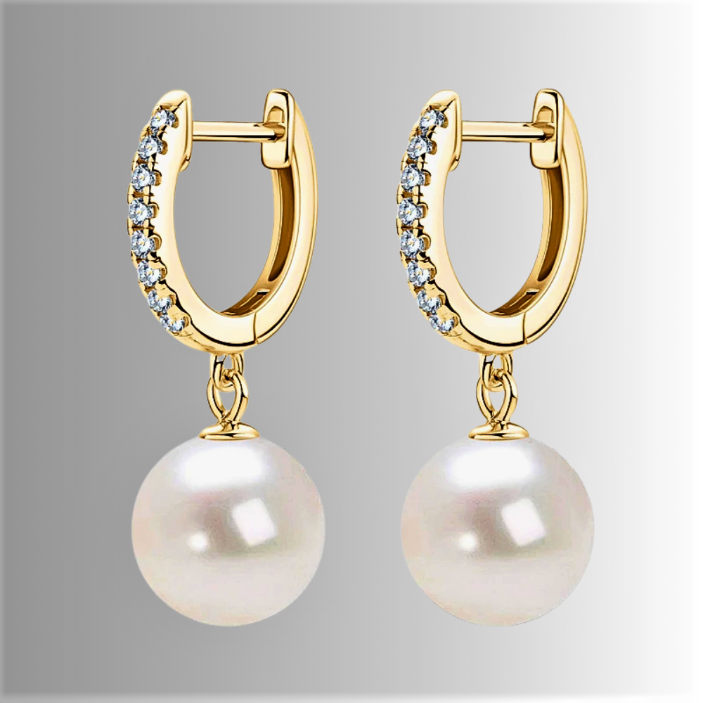 Orecchini "Sfera Illuminata" con Moissaniti D Color e Perle Naturali d'Acqua Dolce