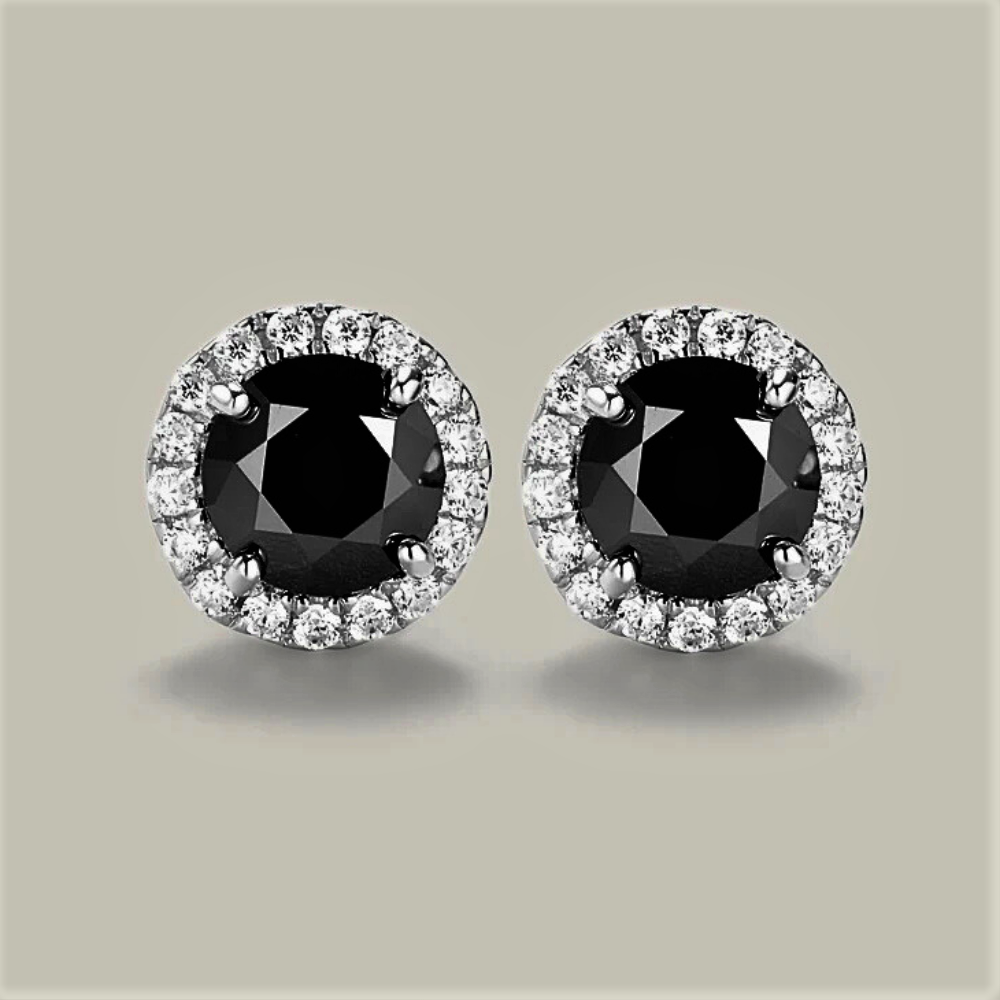 Parure Collana e Orecchini in Moissanite Nera