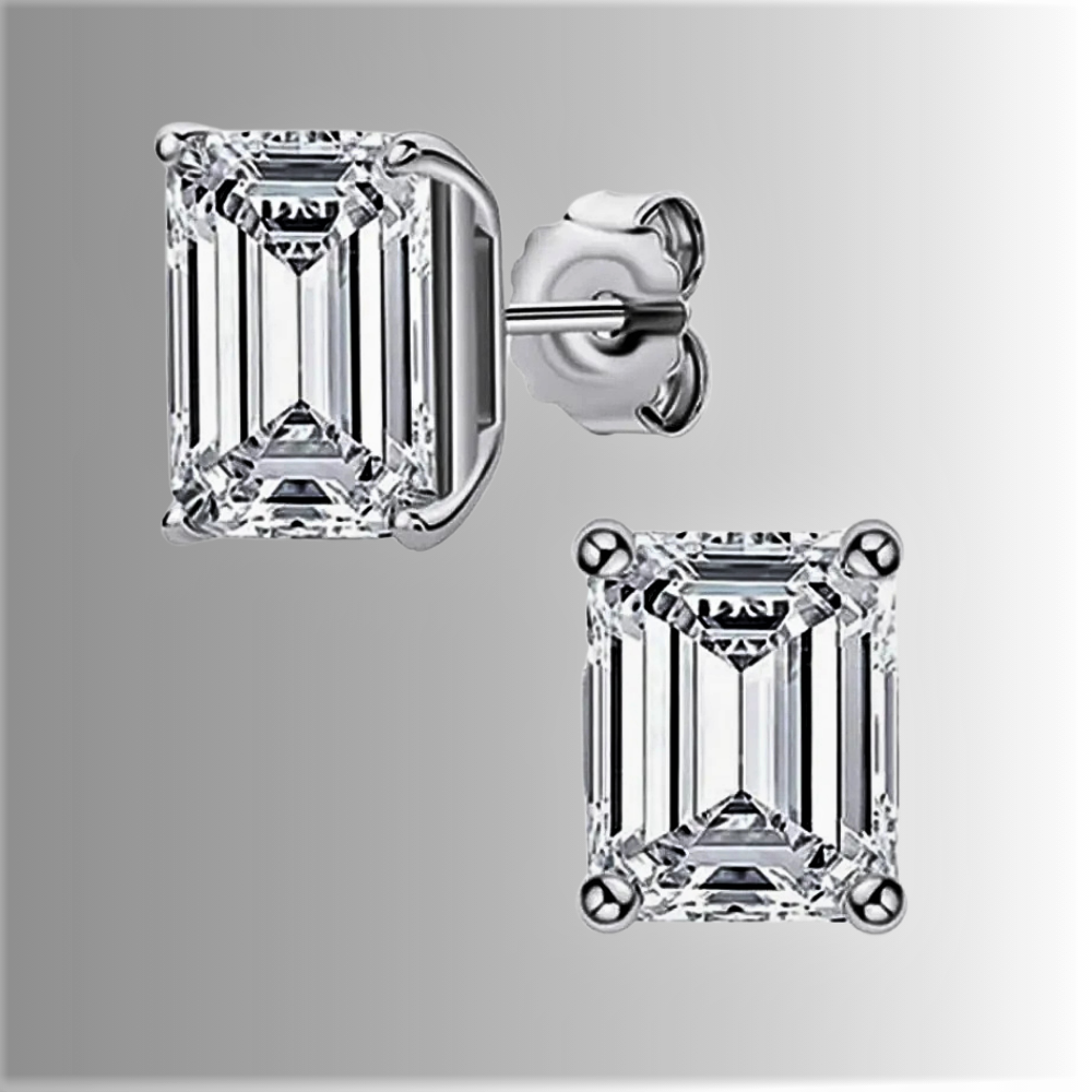 Orecchini Punto Luce con Moissaniti Taglio Smeraldo