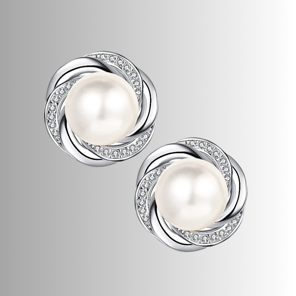 Orecchini a Bottone con Moissaniti e Perle Naturali