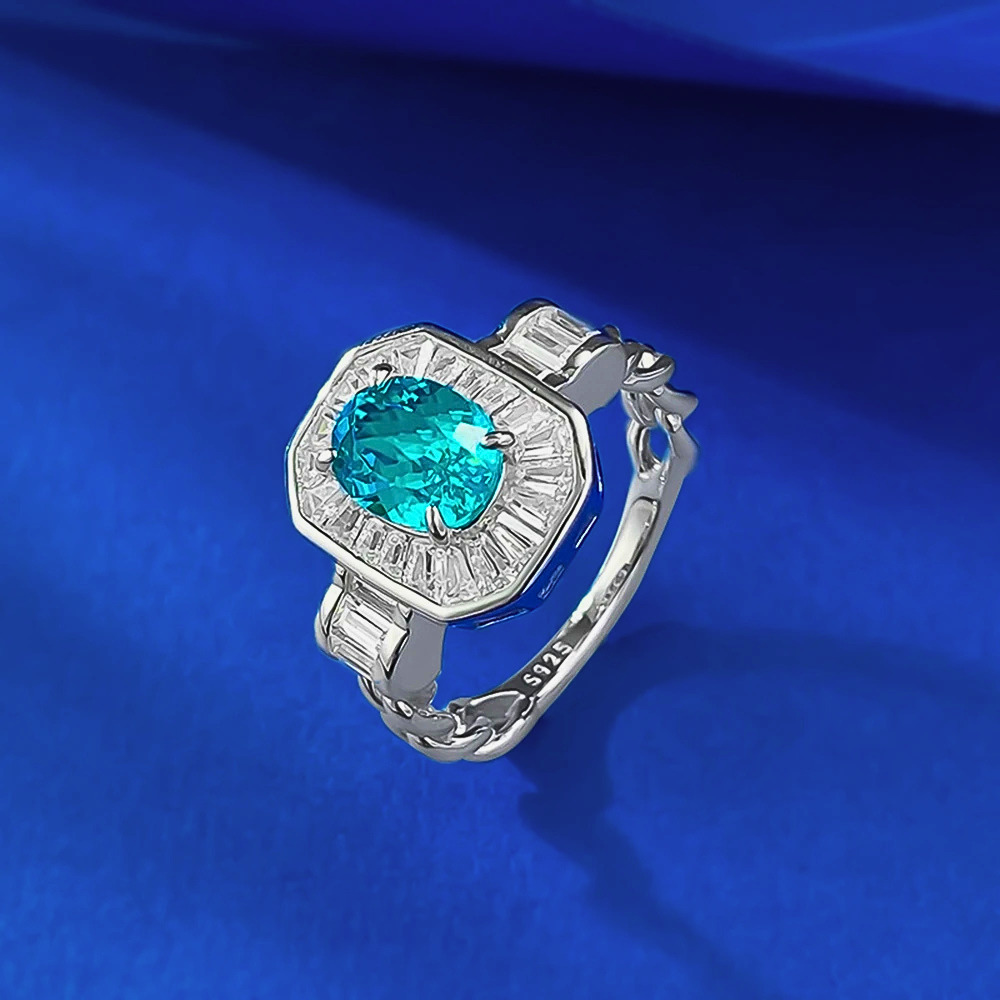 Fascia Ottagonale con Paraiba creata in Laboratorio di ct 1,50