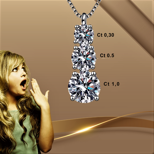 Collana Trilogy con Moissanite:  L’Eleganza Essenziale