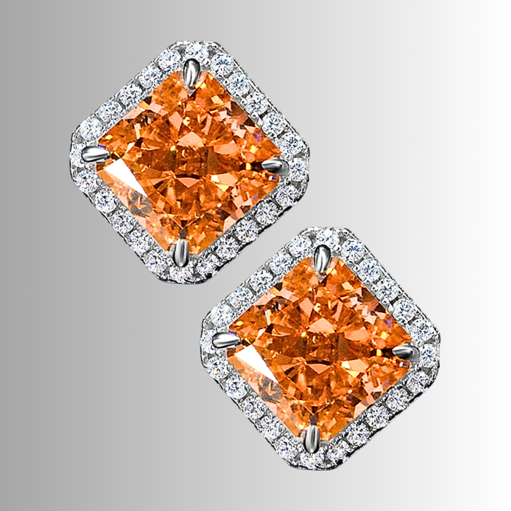 Orecchini a Rombo con Moissaniti Colorate di Ct 4,00