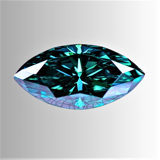 Moissanite Verde Smeraldo Taglio Marquise Certificata