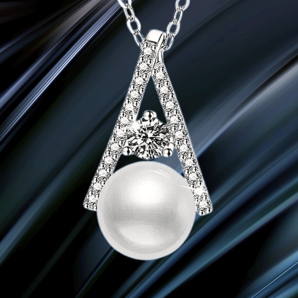 Collana con Moissanite da ct 0,30 e Perla Naturale da 10 mm