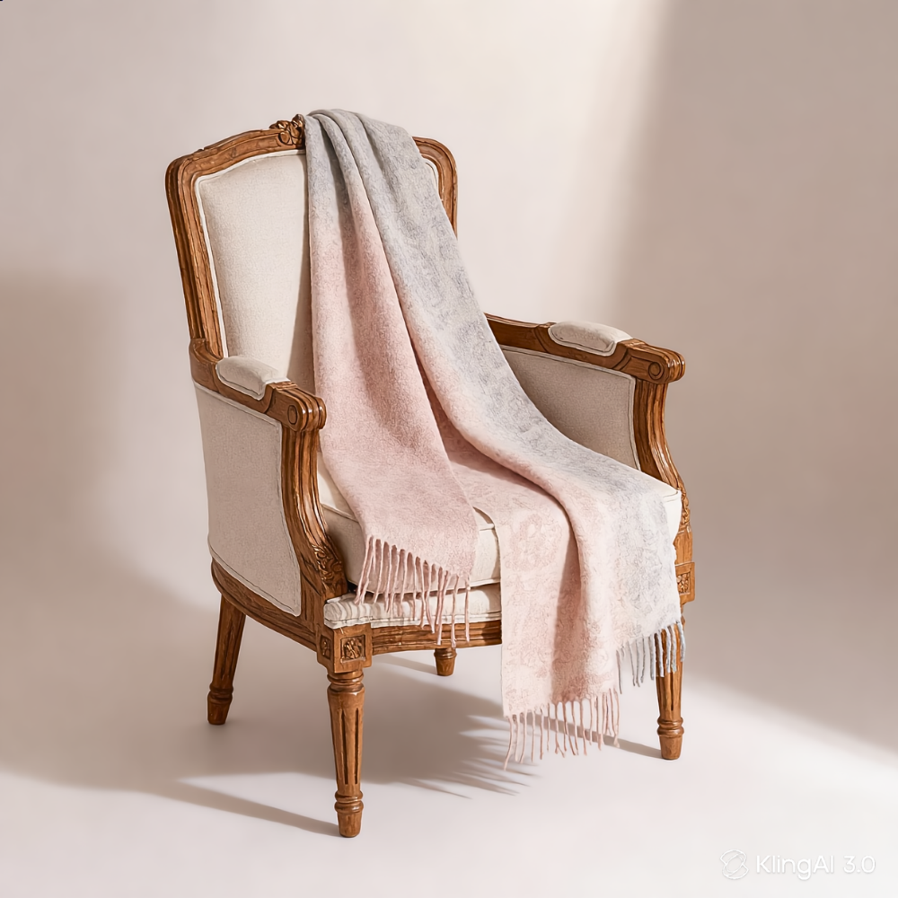 Sciarpa in Pura Lana Jacquard con Colori Gradienti