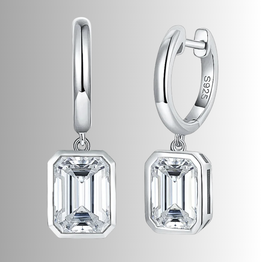 Orecchini con Moissanite Taglio Smeraldo per ct 4,00