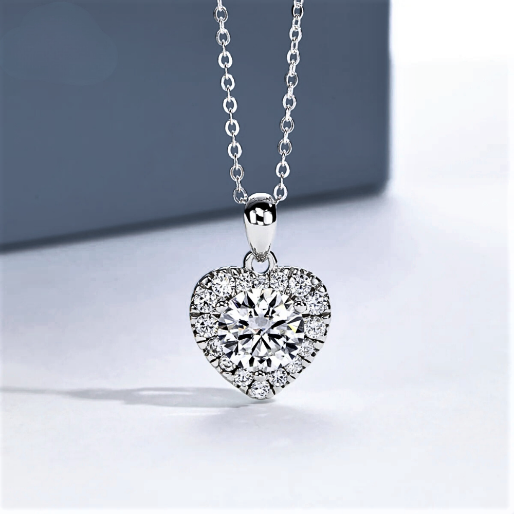 Collana a Cuore con Moissanite di ct 2,00