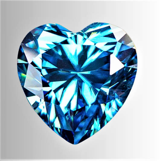 Moissanite Blu Ghiaccio Taglio Cuore Certificata
