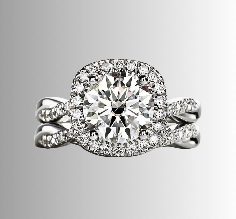 Fascia con Moissanite  e Fedina abbinata per tot ct 3,48