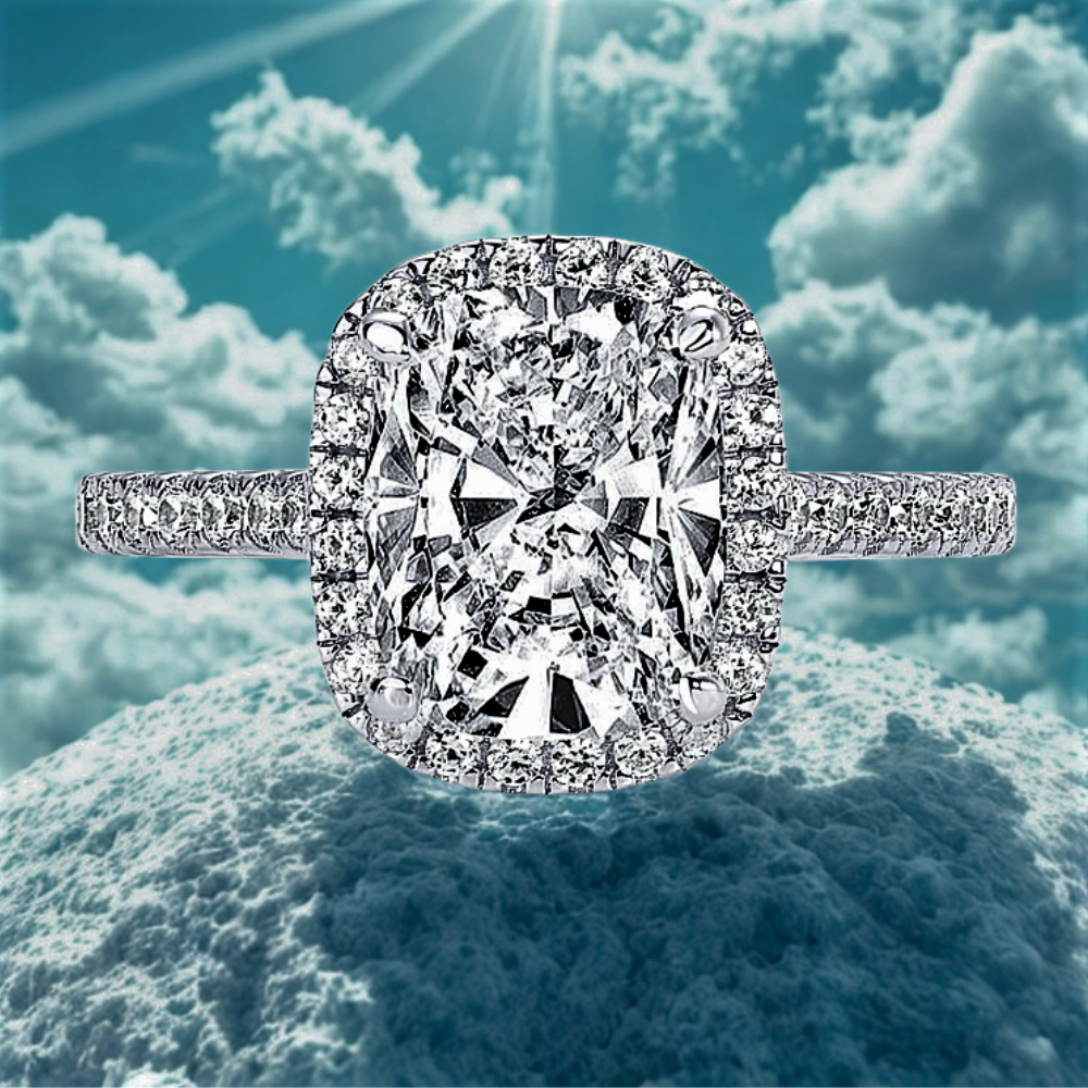 Anello con Moissanite taglio cuscino da ct 4.00