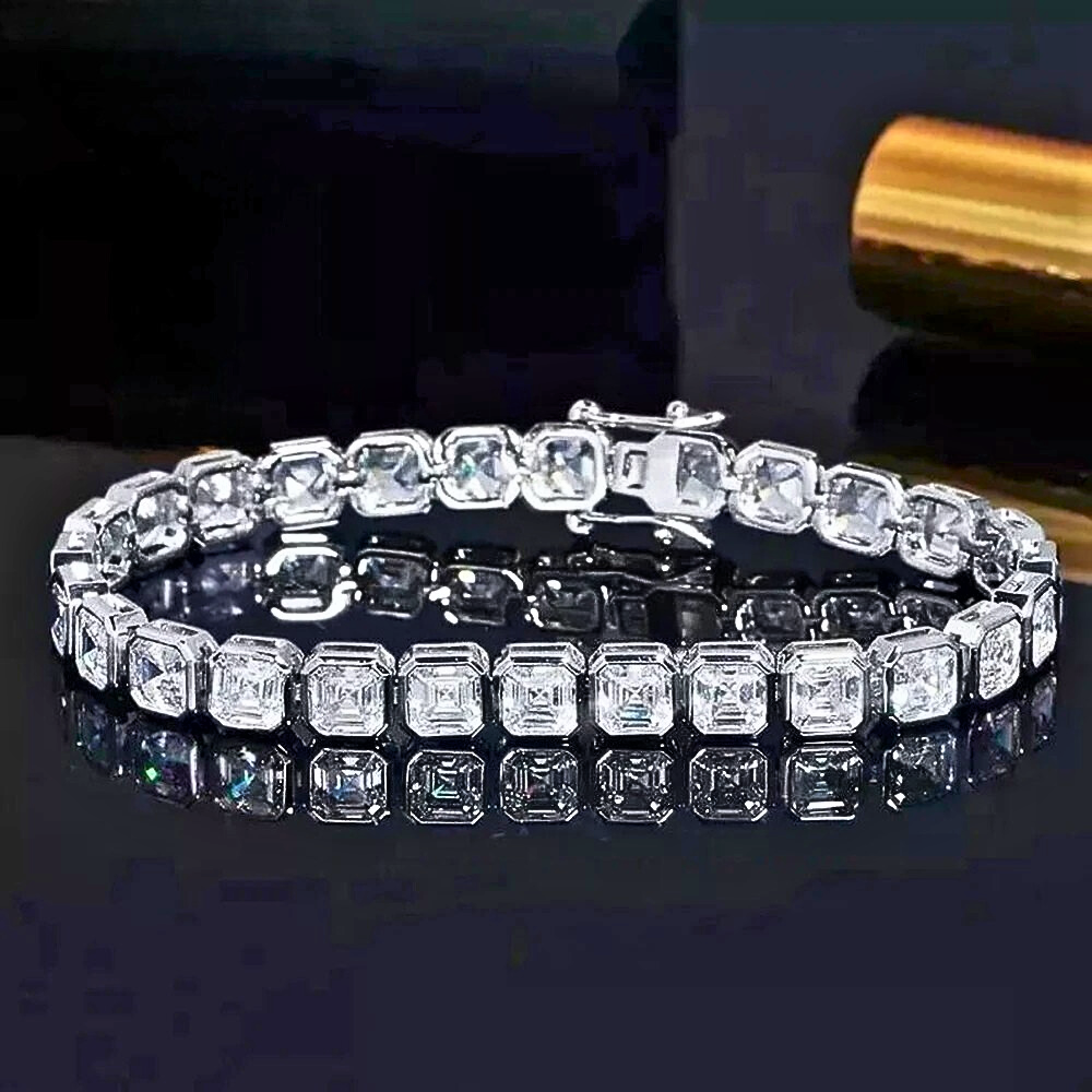 Bracciale Tennis con Moissaniti Taglio Asscher D Color VVS1
