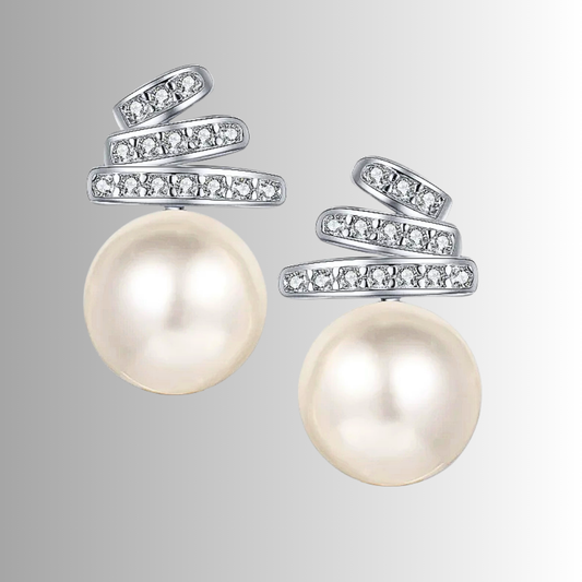 Orecchini a 3 Barrette con Moissaniti e Perle Naturali