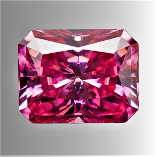 Moissanite Rosa Intenso Taglio Radiant Certificata