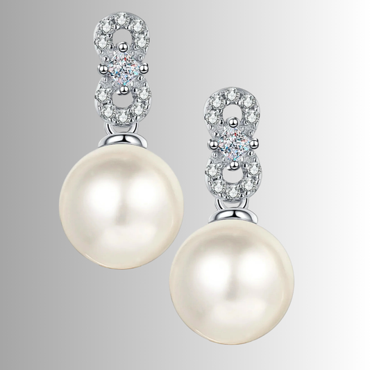 Orecchini con Moissaniti e Perla Naturale Pendente