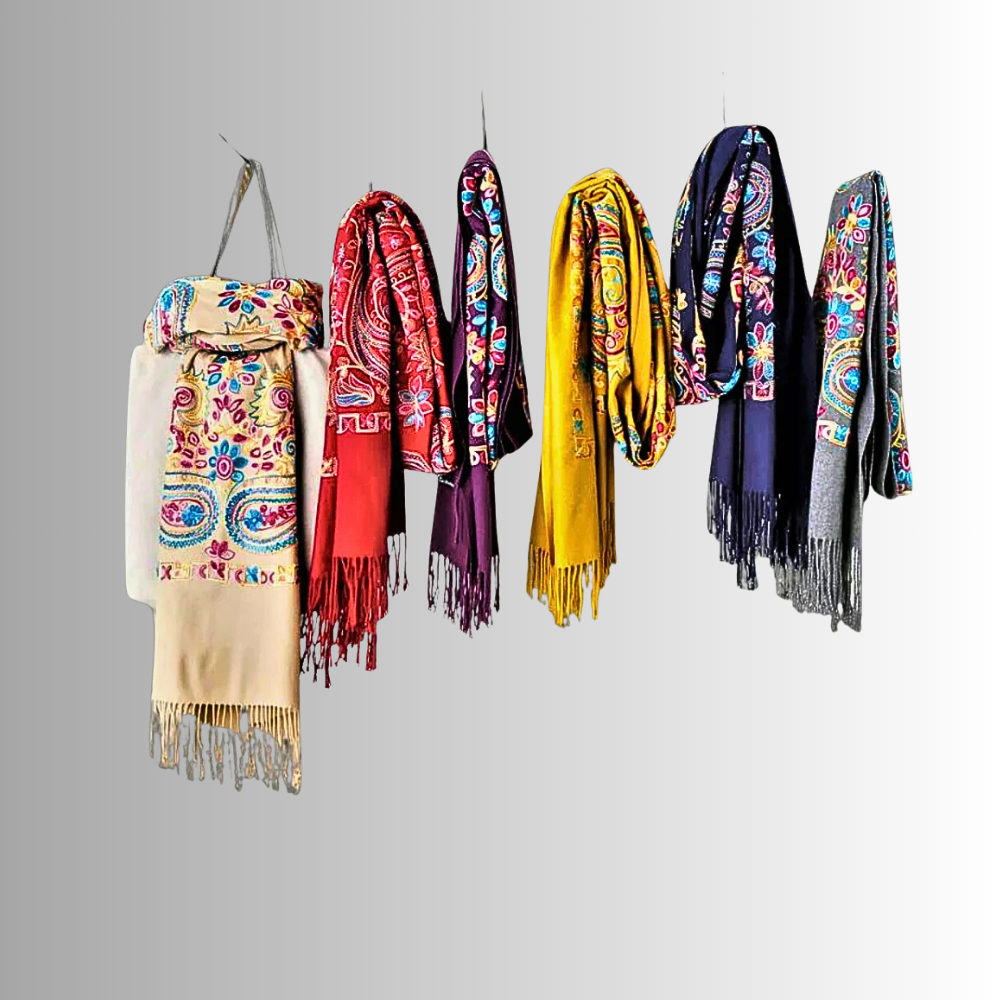 Pashmina Misto Lana Ricamata a Mano