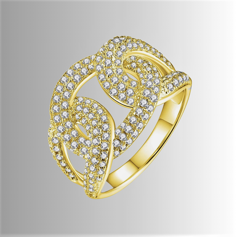 Anello a Maglia Ovale Rigida con Moissanite D Color Certificata