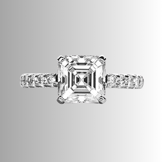 Solitario con Moissanite Taglio Asscher di ct 3,00