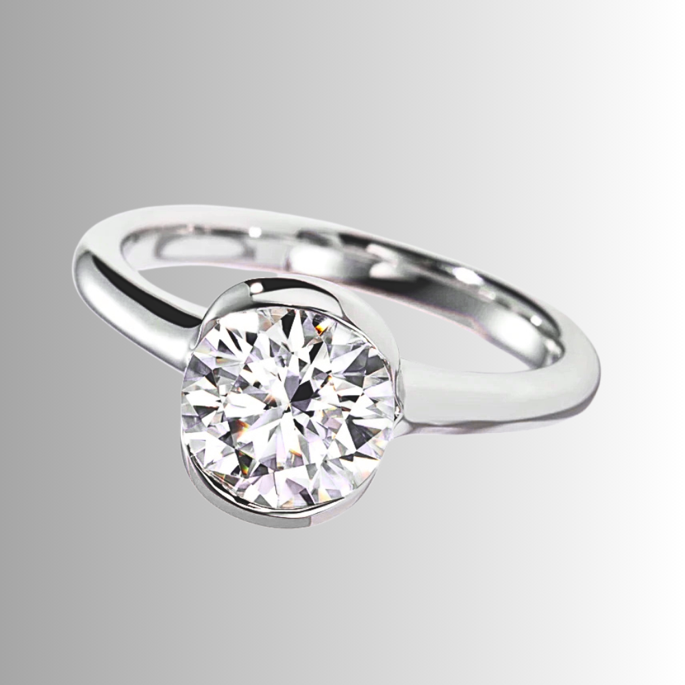 Solitario con Castone Aperto con Moissanite