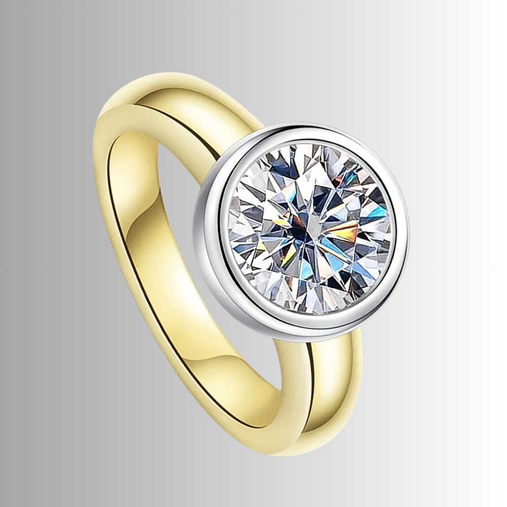 Solitario a 2 colori con Moissanite di ct 3,00