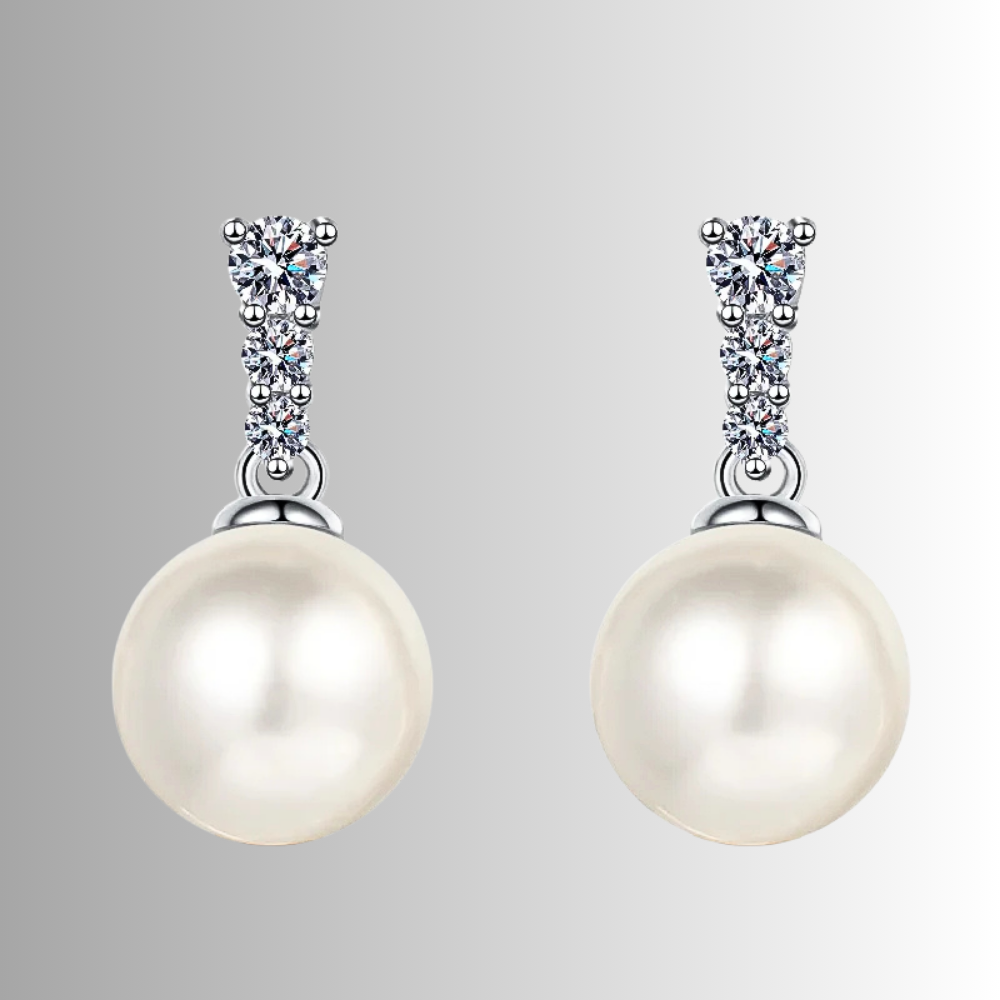 Orecchini Pendenti con Moissaniti e Perle Naturali