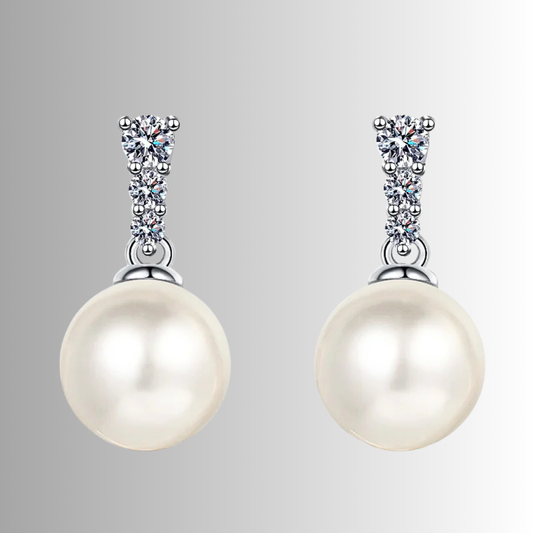 Orecchini Pendenti con Moissaniti e Perle Naturali
