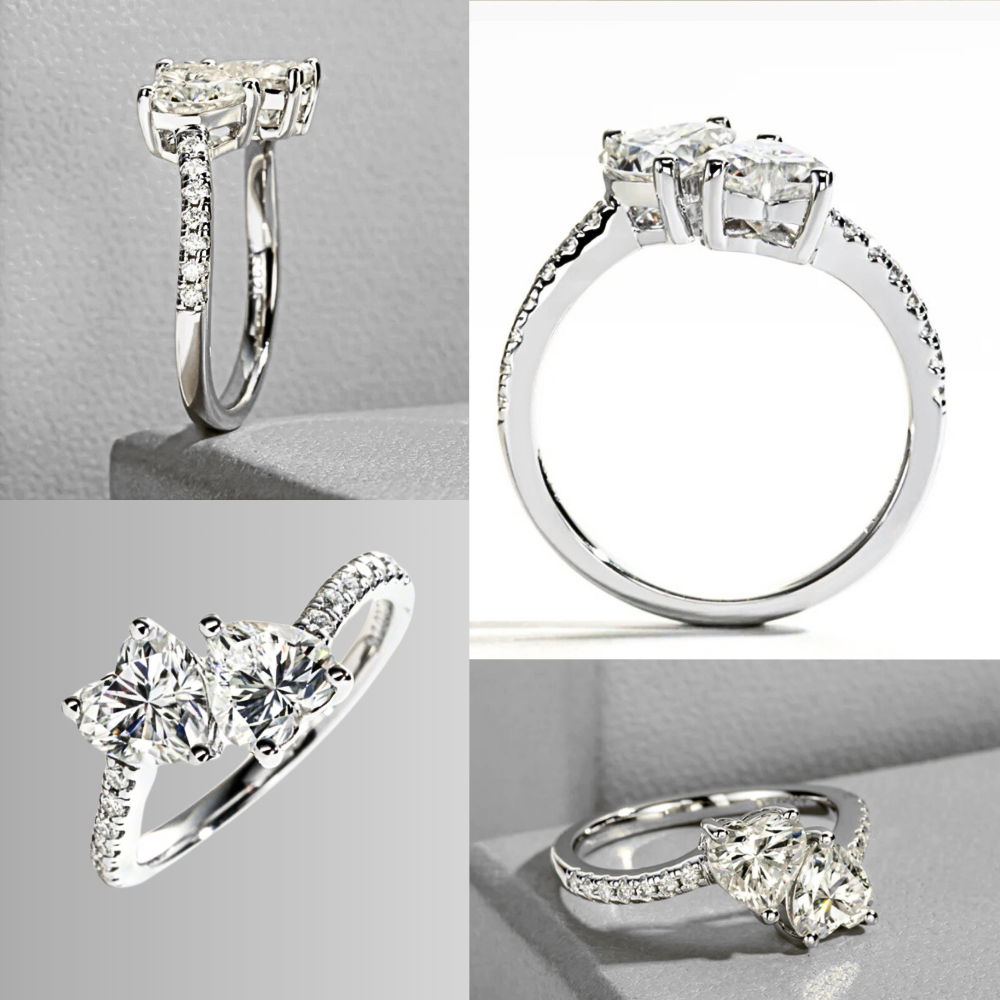 Anello Contrariè con Cuori di Moissaniti per ct 2,00