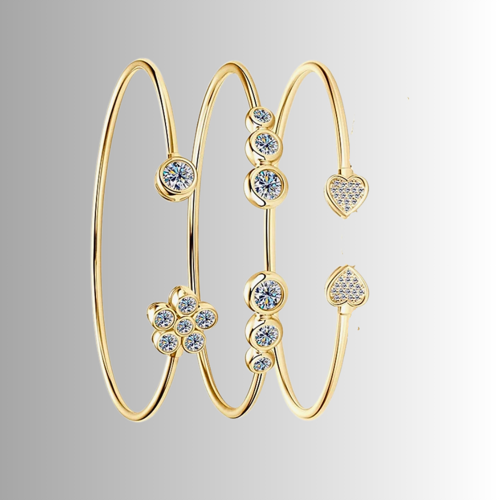 Mini collezione di Bracciali Rigidi Aperti con Moissaniti