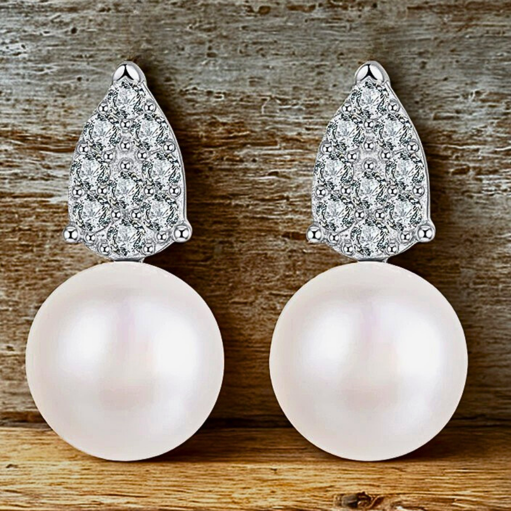 Orecchini a Goccia con Moissaniti e Perle Naturali