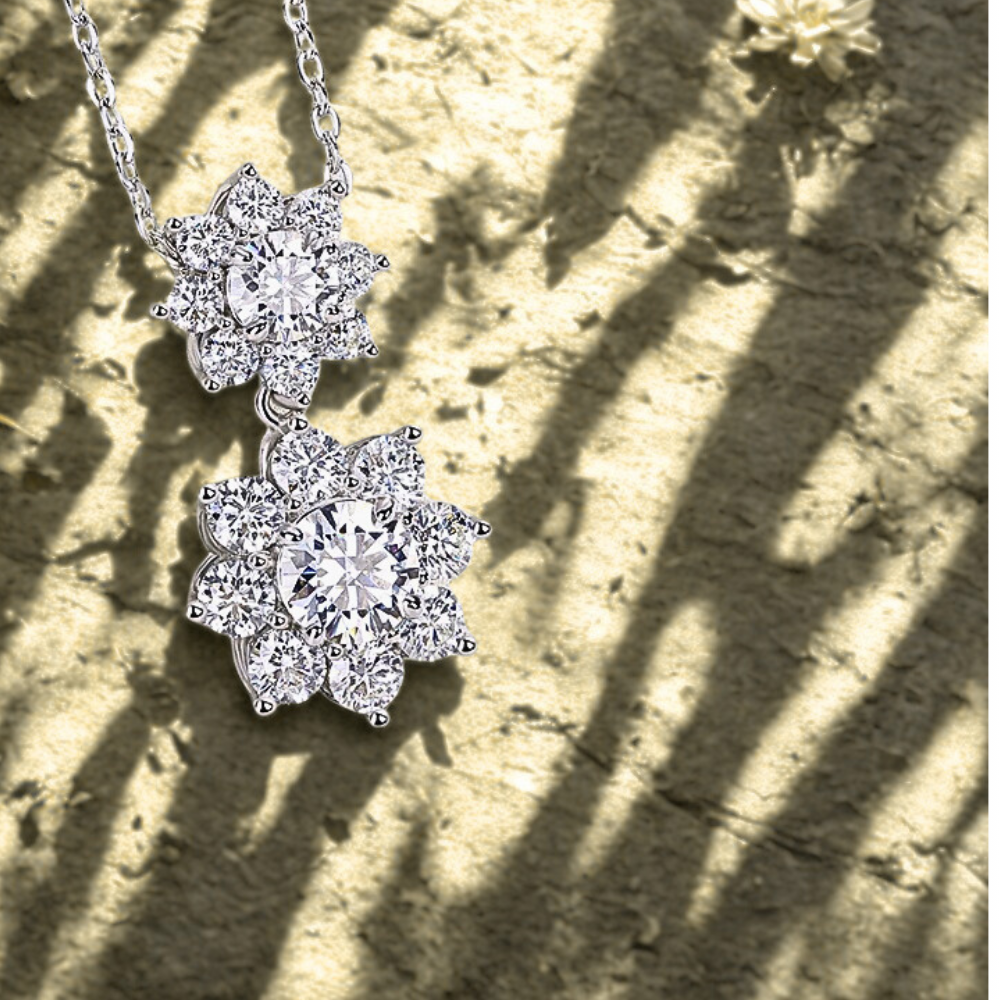 Collana Floreale in Moissanite per ct 3,34