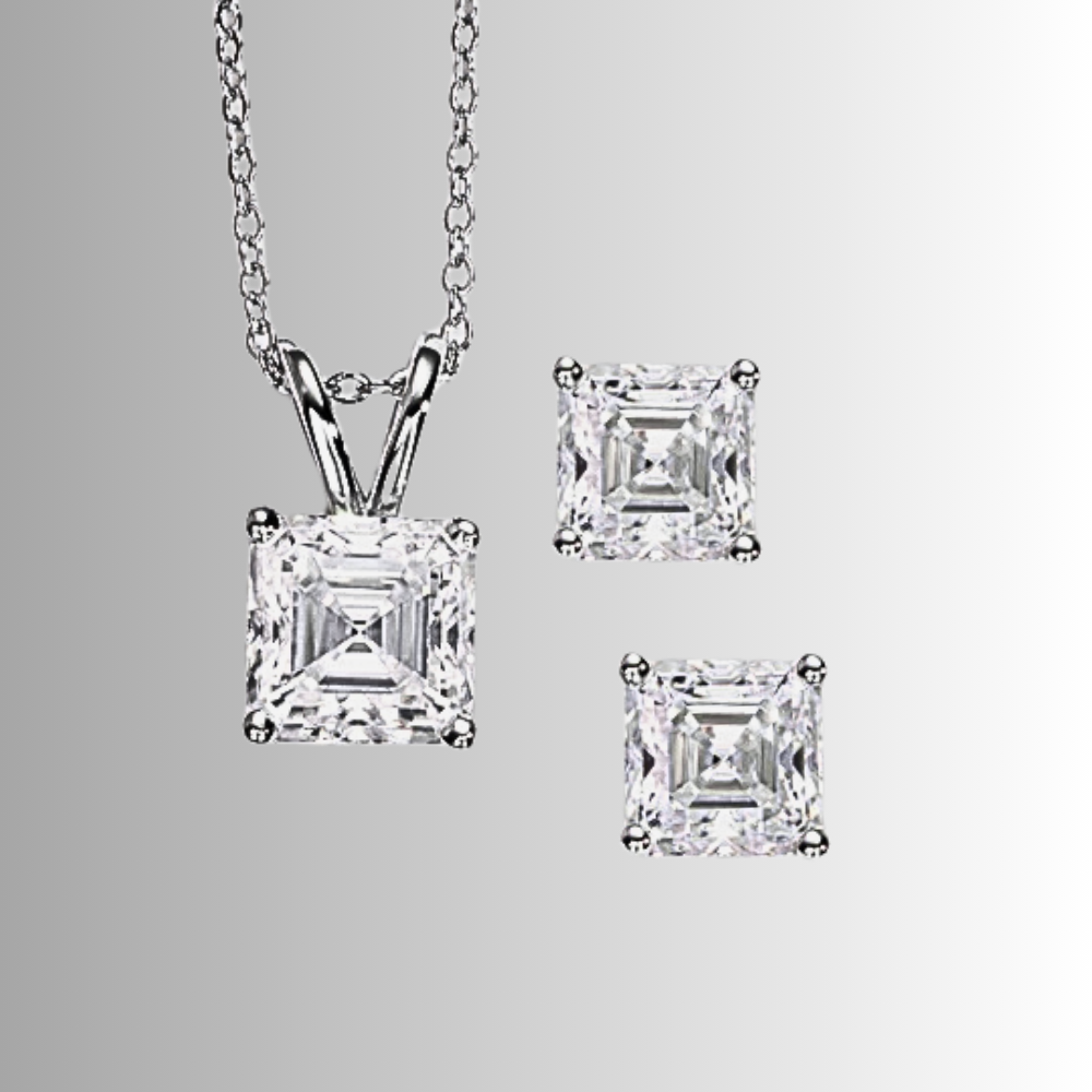 Parure Collana e Orecchini con Moissaniti Asscher