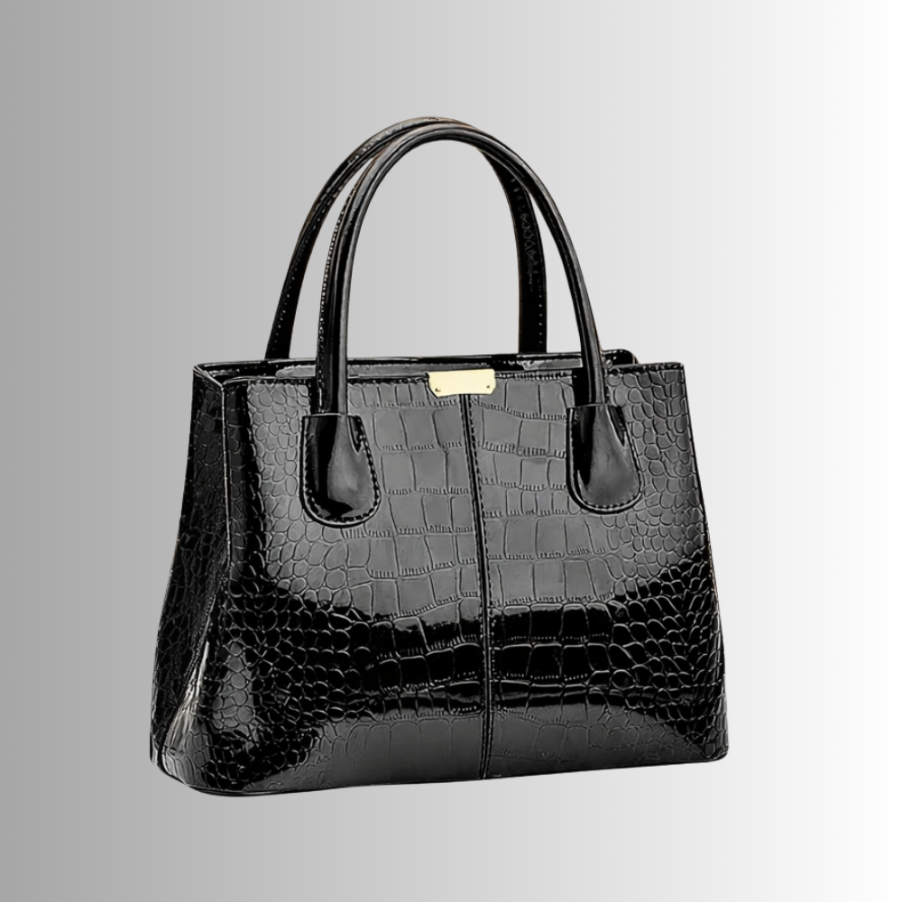 Borsa Tote Verniciata con Lavorazione Coccodrillo