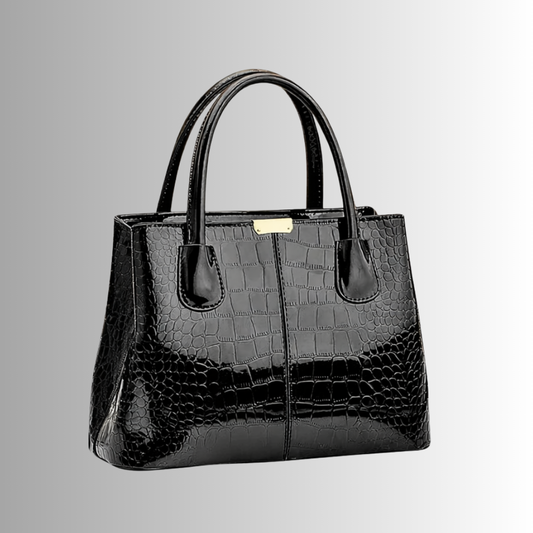 Borsa Tote Verniciata con Lavorazione Coccodrillo